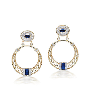 Diamond and Blue sapphire earrings